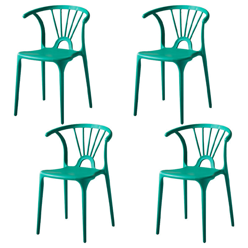 Modern Indoor-Outdoor Plastic Side Chair Armless Wishbone Stackable Chair Dark Green 4 Piece Set Clearhalo ' kitchen&dining_furn' 'Dining Chairs' 'Dining Tables & Seating' 'dining_chair' 'furn' 'furn_dining_chair' 'Furniture' 'furniture_dining_chair' 'Kitchen & Dining Furniture' 'kitchen' 3968106
