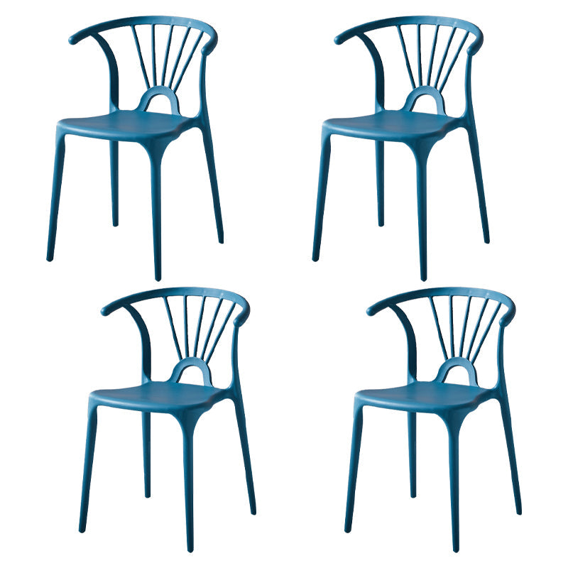 Modern Indoor-Outdoor Plastic Side Chair Armless Wishbone Stackable Chair Dark Blue 4 Piece Set Clearhalo ' kitchen&dining_furn' 'Dining Chairs' 'Dining Tables & Seating' 'dining_chair' 'furn' 'furn_dining_chair' 'Furniture' 'furniture_dining_chair' 'Kitchen & Dining Furniture' 'kitchen' 3968109