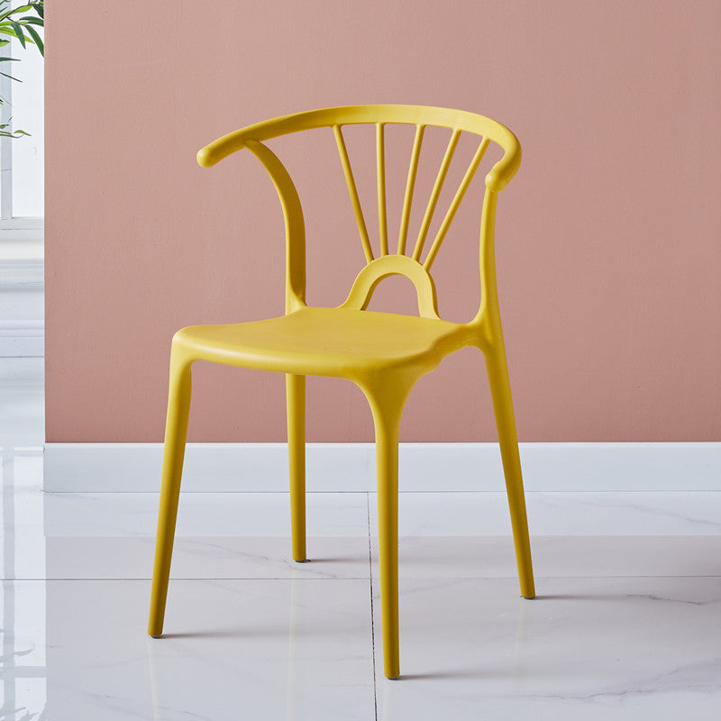 Modern Indoor-Outdoor Plastic Side Chair Armless Wishbone Stackable Chair Dark Yellow 1 Piece Clearhalo ' kitchen&dining_furn' 'Dining Chairs' 'Dining Tables & Seating' 'dining_chair' 'furn' 'furn_dining_chair' 'Furniture' 'furniture_dining_chair' 'Kitchen & Dining Furniture' 'kitchen' 3968110