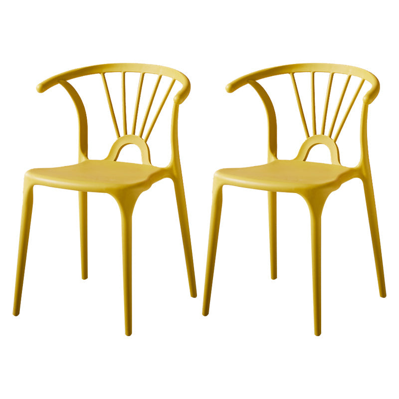 Modern Indoor-Outdoor Plastic Side Chair Armless Wishbone Stackable Chair Dark Yellow 2 Piece Set Clearhalo ' kitchen&dining_furn' 'Dining Chairs' 'Dining Tables & Seating' 'dining_chair' 'furn' 'furn_dining_chair' 'Furniture' 'furniture_dining_chair' 'Kitchen & Dining Furniture' 'kitchen' 3968111