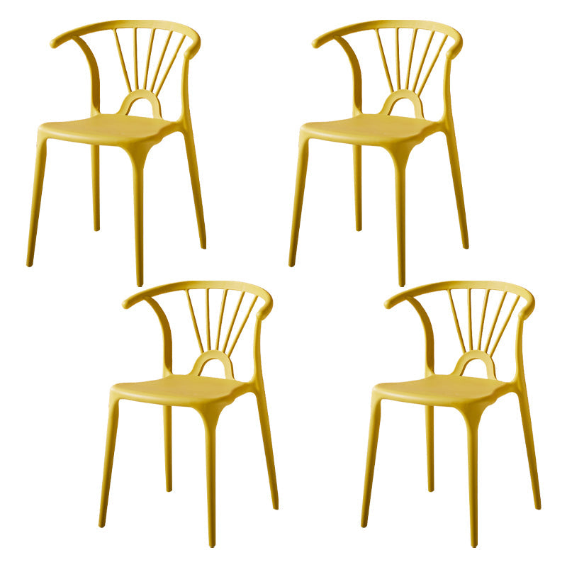 Modern Indoor-Outdoor Plastic Side Chair Armless Wishbone Stackable Chair Dark Yellow 4 Piece Set Clearhalo ' kitchen&dining_furn' 'Dining Chairs' 'Dining Tables & Seating' 'dining_chair' 'furn' 'furn_dining_chair' 'Furniture' 'furniture_dining_chair' 'Kitchen & Dining Furniture' 'kitchen' 3968112