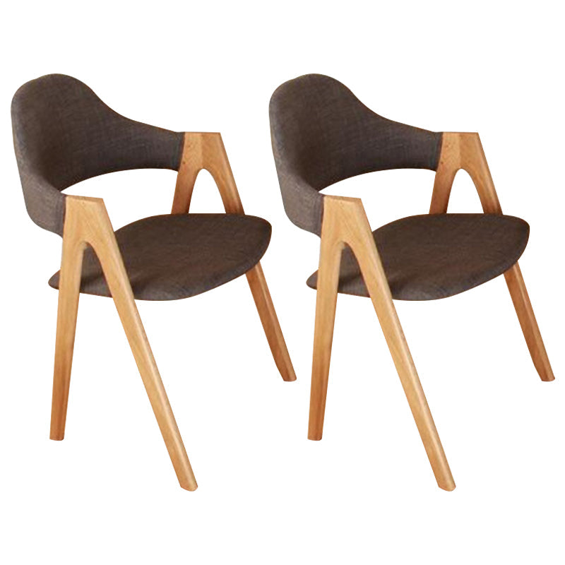 Modern Dining Armchair Upholstered Arm Chairs with Wood Legs (Set of 2) Grey Clearhalo ' kitchen&dining_furn' 'Dining Chairs' 'Dining Tables & Seating' 'dining_chair' 'furn' 'furn_dining_chair' 'Furniture' 'furniture_dining_chair' 'Kitchen & Dining Furniture' 'kitchen' 3968115