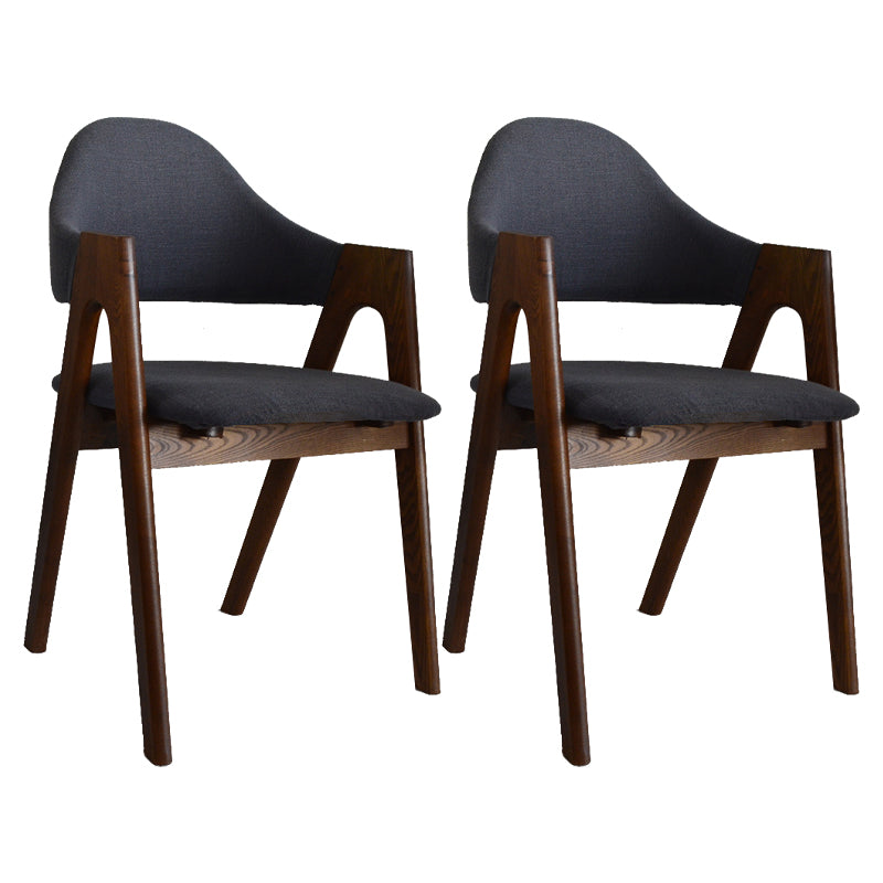 Modern Dining Armchair Upholstered Arm Chairs with Wood Legs (Set of 2) Dark Gray Clearhalo ' kitchen&dining_furn' 'Dining Chairs' 'Dining Tables & Seating' 'dining_chair' 'furn' 'furn_dining_chair' 'Furniture' 'furniture_dining_chair' 'Kitchen & Dining Furniture' 'kitchen' 3968116