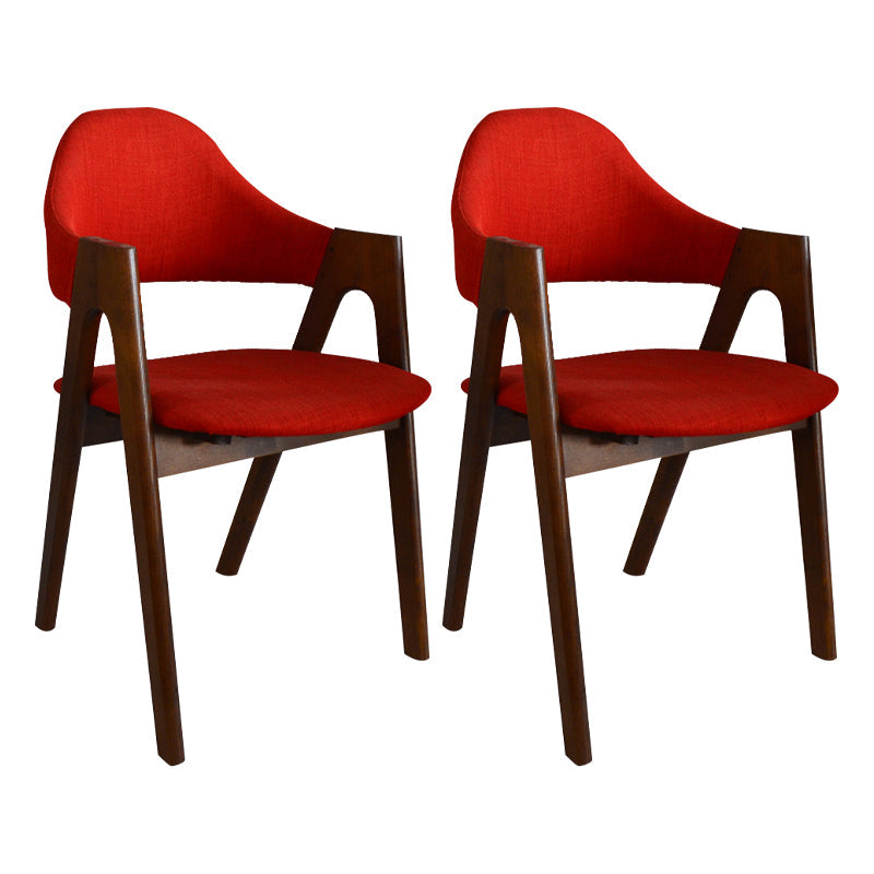 Modern Dining Armchair Upholstered Arm Chairs with Wood Legs (Set of 2) Red Clearhalo ' kitchen&dining_furn' 'Dining Chairs' 'Dining Tables & Seating' 'dining_chair' 'furn' 'furn_dining_chair' 'Furniture' 'furniture_dining_chair' 'Kitchen & Dining Furniture' 'kitchen' 3968120