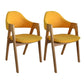 Modern Dining Armchair Upholstered Arm Chairs with Wood Legs (Set of 2) Yellow Clearhalo ' kitchen&dining_furn' 'Dining Chairs' 'Dining Tables & Seating' 'dining_chair' 'furn' 'furn_dining_chair' 'Furniture' 'furniture_dining_chair' 'Kitchen & Dining Furniture' 'kitchen' 3968122