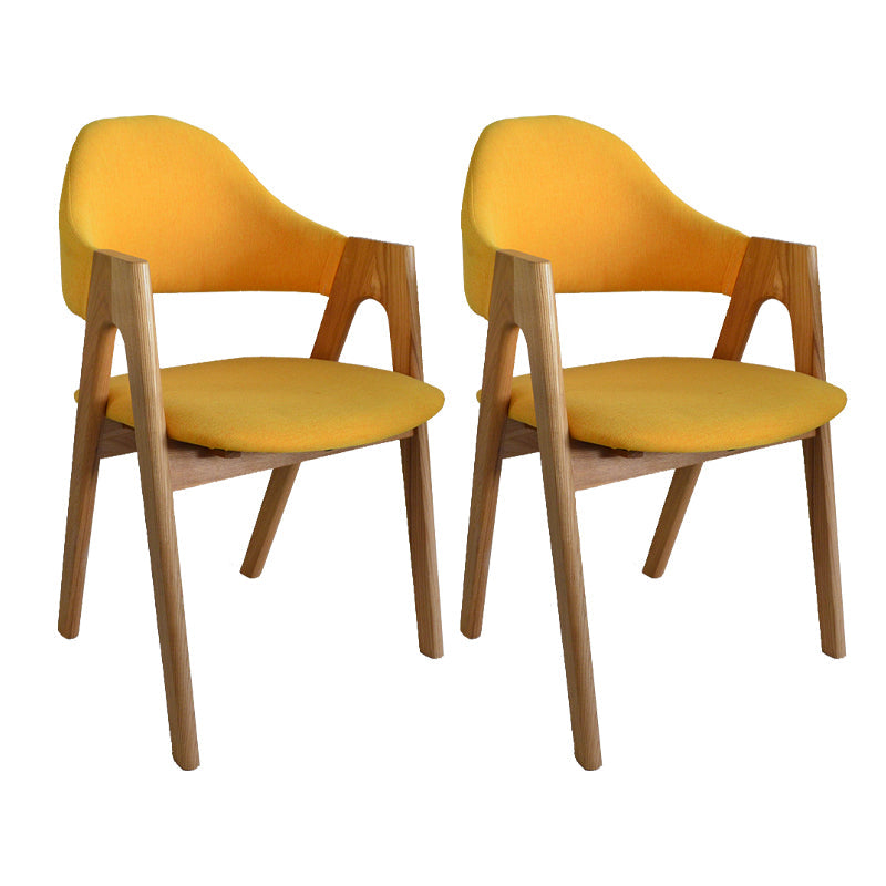 Modern Dining Armchair Upholstered Arm Chairs with Wood Legs (Set of 2) Yellow Clearhalo ' kitchen&dining_furn' 'Dining Chairs' 'Dining Tables & Seating' 'dining_chair' 'furn' 'furn_dining_chair' 'Furniture' 'furniture_dining_chair' 'Kitchen & Dining Furniture' 'kitchen' 3968122