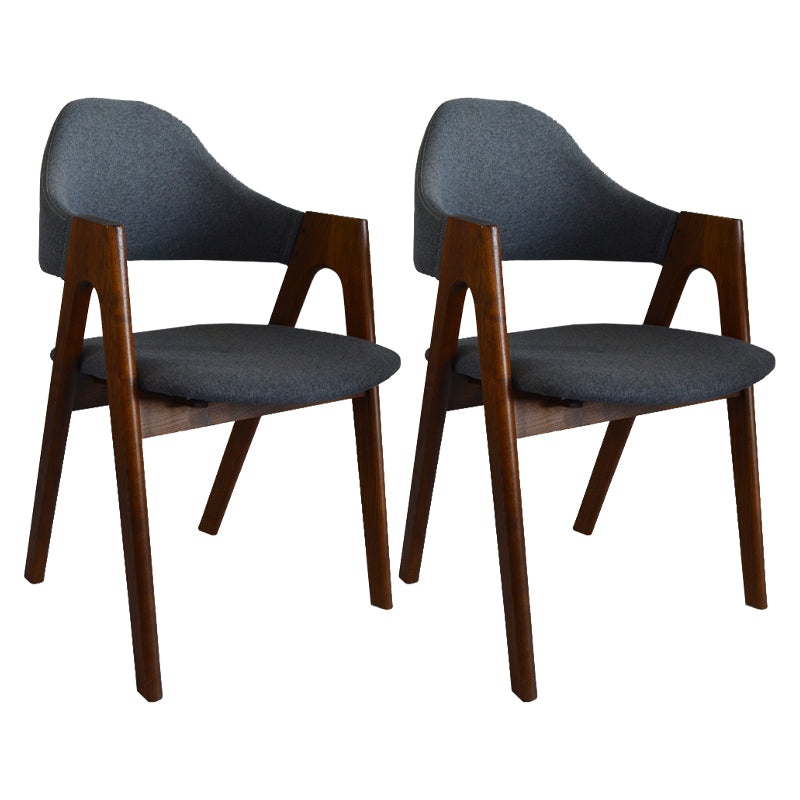 Modern Dining Armchair Upholstered Arm Chairs with Wood Legs (Set of 2) Smoke Gray Clearhalo ' kitchen&dining_furn' 'Dining Chairs' 'Dining Tables & Seating' 'dining_chair' 'furn' 'furn_dining_chair' 'Furniture' 'furniture_dining_chair' 'Kitchen & Dining Furniture' 'kitchen' 3968131
