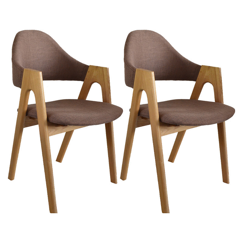 Modern Dining Armchair Upholstered Arm Chairs with Wood Legs (Set of 2) Coffee Clearhalo ' kitchen&dining_furn' 'Dining Chairs' 'Dining Tables & Seating' 'dining_chair' 'furn' 'furn_dining_chair' 'Furniture' 'furniture_dining_chair' 'Kitchen & Dining Furniture' 'kitchen' 3968132