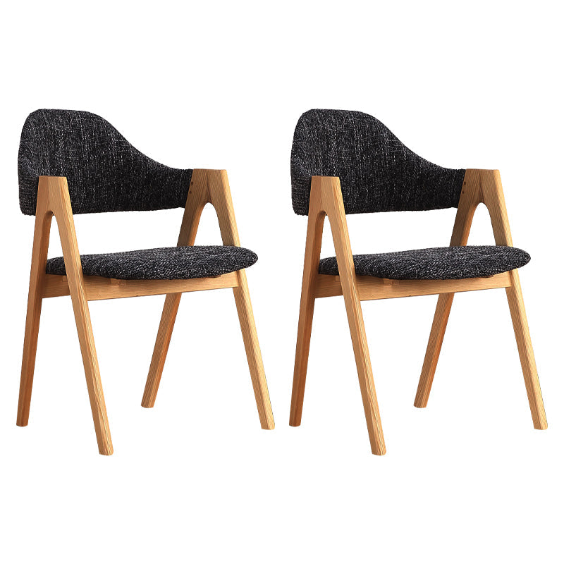 Modern Dining Armchair Upholstered Arm Chairs with Wood Legs (Set of 2) Black-Gray Clearhalo ' kitchen&dining_furn' 'Dining Chairs' 'Dining Tables & Seating' 'dining_chair' 'furn' 'furn_dining_chair' 'Furniture' 'furniture_dining_chair' 'Kitchen & Dining Furniture' 'kitchen' 3968134