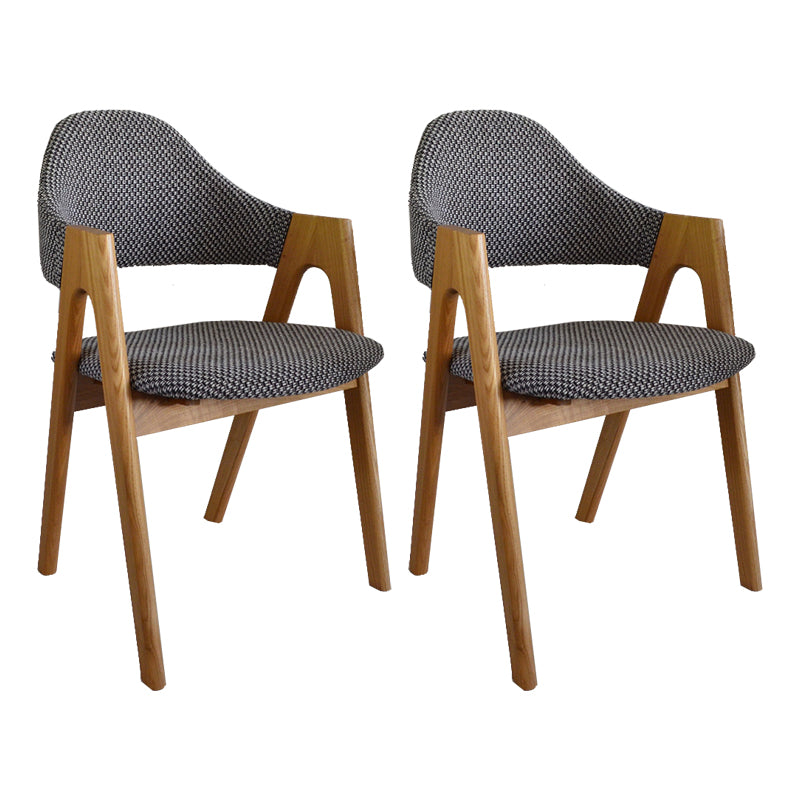 Modern Dining Armchair Upholstered Arm Chairs with Wood Legs (Set of 2) Black-White Clearhalo ' kitchen&dining_furn' 'Dining Chairs' 'Dining Tables & Seating' 'dining_chair' 'furn' 'furn_dining_chair' 'Furniture' 'furniture_dining_chair' 'Kitchen & Dining Furniture' 'kitchen' 3968141