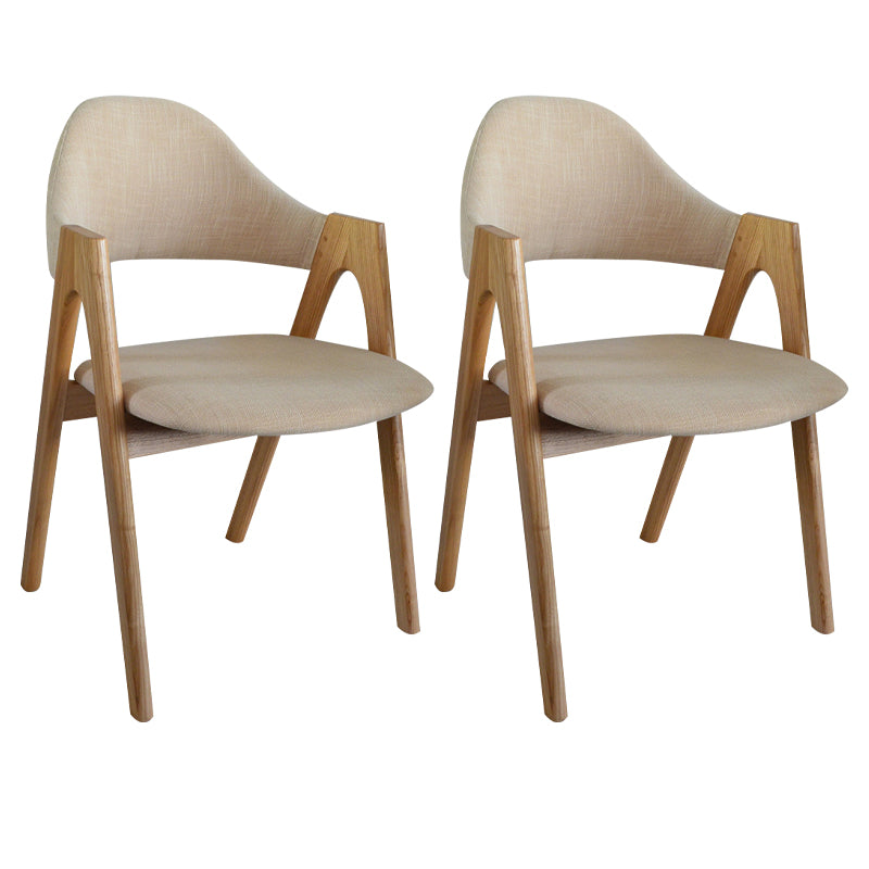 Modern Dining Armchair Upholstered Arm Chairs with Wood Legs (Set of 2) Beige Clearhalo ' kitchen&dining_furn' 'Dining Chairs' 'Dining Tables & Seating' 'dining_chair' 'furn' 'furn_dining_chair' 'Furniture' 'furniture_dining_chair' 'Kitchen & Dining Furniture' 'kitchen' 3968142