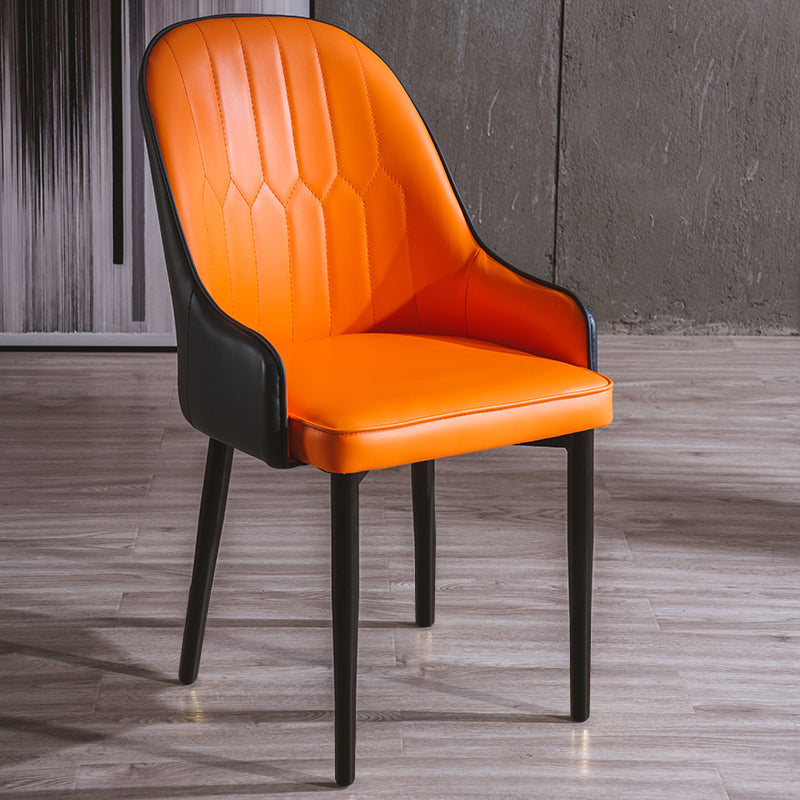 Glam Style Metal Dining Chairs Matte Finish Dining Arm Side Chair for Kitchen Orange 1 Piece Black Clearhalo ' kitchen&dining_furn' 'Dining Chairs' 'Dining Tables & Seating' 'dining_chair' 'furn' 'furn_dining_chair' 'Furniture' 'furniture_dining_chair' 'Kitchen & Dining Furniture' 'kitchen' 3968184