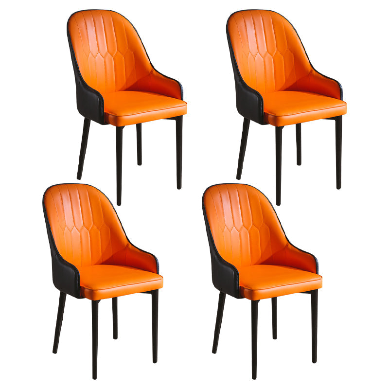 Glam Style Metal Dining Chairs Matte Finish Dining Arm Side Chair for Kitchen Orange 4 Piece Set Black Clearhalo ' kitchen&dining_furn' 'Dining Chairs' 'Dining Tables & Seating' 'dining_chair' 'furn' 'furn_dining_chair' 'Furniture' 'furniture_dining_chair' 'Kitchen & Dining Furniture' 'kitchen' 3968187