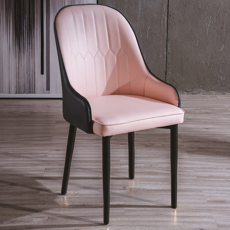 Glam Style Metal Dining Chairs Matte Finish Dining Arm Side Chair for Kitchen Light Pink 1 Piece Black Clearhalo ' kitchen&dining_furn' 'Dining Chairs' 'Dining Tables & Seating' 'dining_chair' 'furn' 'furn_dining_chair' 'Furniture' 'furniture_dining_chair' 'Kitchen & Dining Furniture' 'kitchen' 3968196