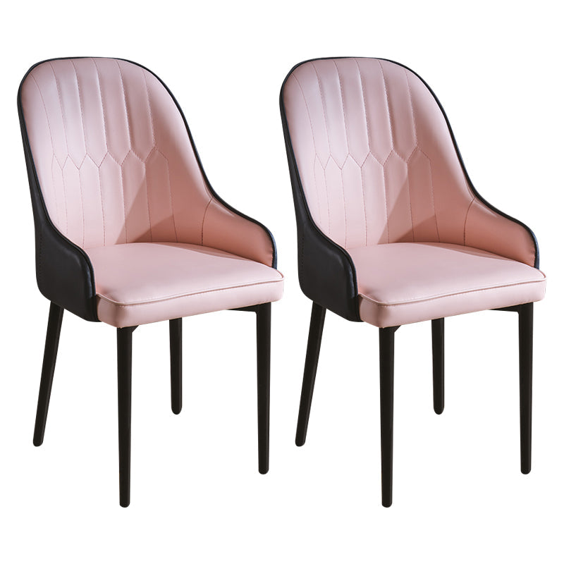 Glam Style Metal Dining Chairs Matte Finish Dining Arm Side Chair for Kitchen Light Pink 2 Piece Set Black Clearhalo ' kitchen&dining_furn' 'Dining Chairs' 'Dining Tables & Seating' 'dining_chair' 'furn' 'furn_dining_chair' 'Furniture' 'furniture_dining_chair' 'Kitchen & Dining Furniture' 'kitchen' 3968197