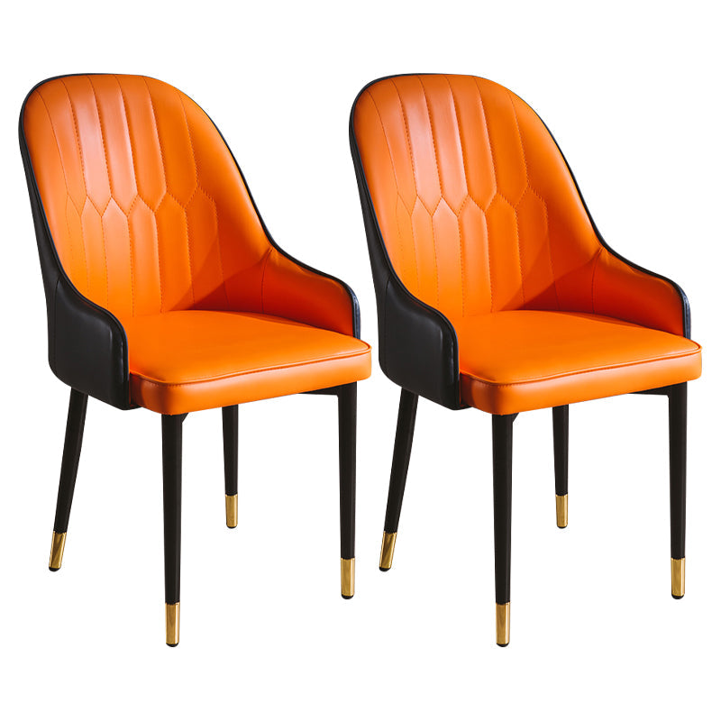 Glam Style Metal Dining Chairs Matte Finish Dining Arm Side Chair for Kitchen Orange 2 Piece Set Brass Gold Clearhalo ' kitchen&dining_furn' 'Dining Chairs' 'Dining Tables & Seating' 'dining_chair' 'furn' 'furn_dining_chair' 'Furniture' 'furniture_dining_chair' 'Kitchen & Dining Furniture' 'kitchen' 3968212