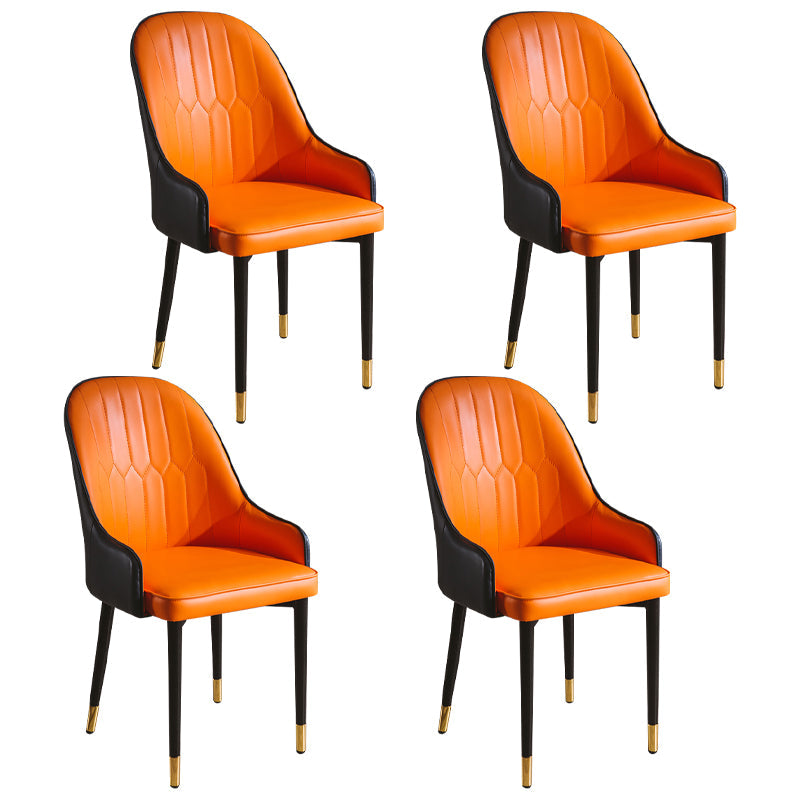 Glam Style Metal Dining Chairs Matte Finish Dining Arm Side Chair for Kitchen Orange 4 Piece Set Brass Gold Clearhalo ' kitchen&dining_furn' 'Dining Chairs' 'Dining Tables & Seating' 'dining_chair' 'furn' 'furn_dining_chair' 'Furniture' 'furniture_dining_chair' 'Kitchen & Dining Furniture' 'kitchen' 3968213