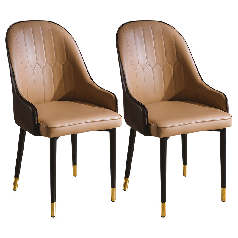 Glam Style Metal Dining Chairs Matte Finish Dining Arm Side Chair for Kitchen Nude 2 Piece Set Brass Gold Clearhalo ' kitchen&dining_furn' 'Dining Chairs' 'Dining Tables & Seating' 'dining_chair' 'furn' 'furn_dining_chair' 'Furniture' 'furniture_dining_chair' 'Kitchen & Dining Furniture' 'kitchen' 3968215