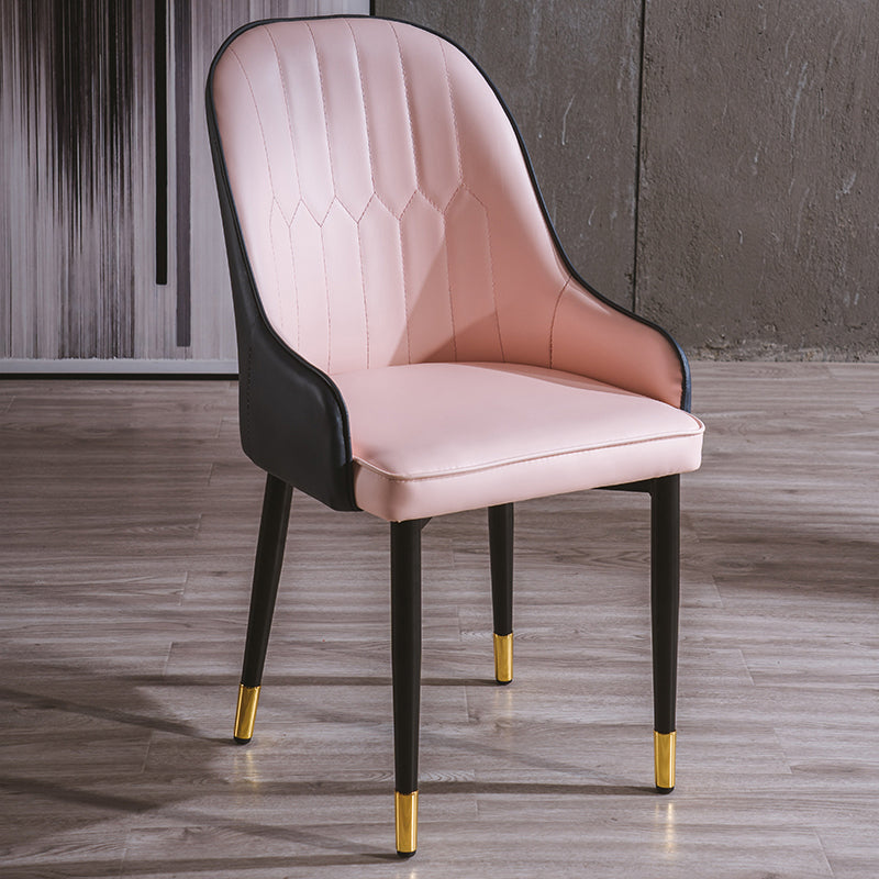 Glam Style Metal Dining Chairs Matte Finish Dining Arm Side Chair for Kitchen Light Pink 1 Piece Brass Gold Clearhalo ' kitchen&dining_furn' 'Dining Chairs' 'Dining Tables & Seating' 'dining_chair' 'furn' 'furn_dining_chair' 'Furniture' 'furniture_dining_chair' 'Kitchen & Dining Furniture' 'kitchen' 3968217