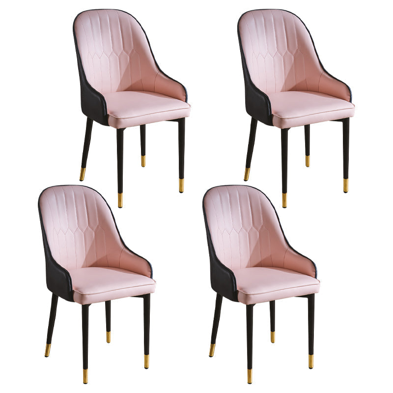 Glam Style Metal Dining Chairs Matte Finish Dining Arm Side Chair for Kitchen Light Pink 4 Piece Set Brass Gold Clearhalo ' kitchen&dining_furn' 'Dining Chairs' 'Dining Tables & Seating' 'dining_chair' 'furn' 'furn_dining_chair' 'Furniture' 'furniture_dining_chair' 'Kitchen & Dining Furniture' 'kitchen' 3968219