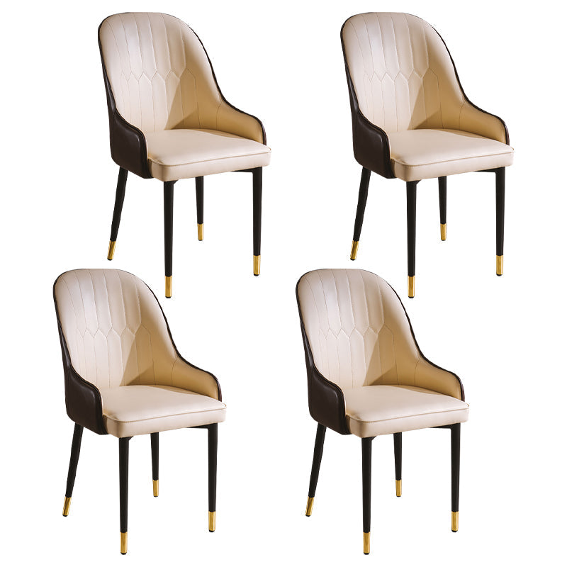 Glam Style Metal Dining Chairs Matte Finish Dining Arm Side Chair for Kitchen Beige 4 Piece Set Brass Gold Clearhalo ' kitchen&dining_furn' 'Dining Chairs' 'Dining Tables & Seating' 'dining_chair' 'furn' 'furn_dining_chair' 'Furniture' 'furniture_dining_chair' 'Kitchen & Dining Furniture' 'kitchen' 3968222