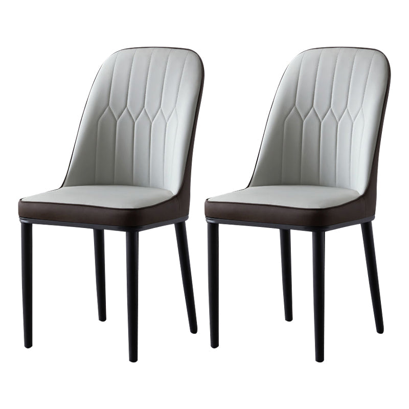 Glam Style Metal Dining Room Chairs Armless Parsons Leather Chair for Restaurant Grey 2 Piece Set Black Clearhalo ' kitchen&dining_furn' 'Dining Chairs' 'Dining Tables & Seating' 'dining_chair' 'furn' 'furn_dining_chair' 'Furniture' 'furniture_dining_chair' 'Kitchen & Dining Furniture' 'kitchen' 3968225