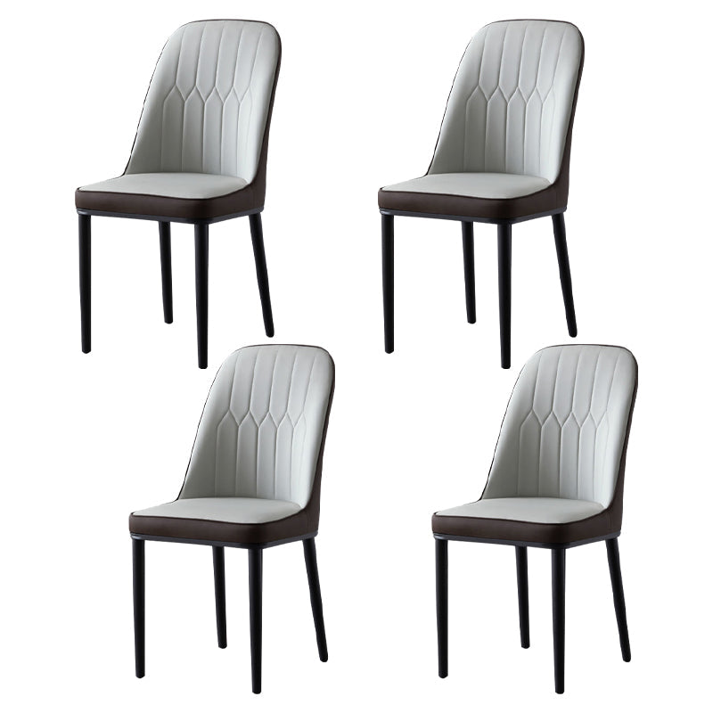 Glam Style Metal Dining Room Chairs Armless Parsons Leather Chair for Restaurant Grey 4 Piece Set Black Clearhalo ' kitchen&dining_furn' 'Dining Chairs' 'Dining Tables & Seating' 'dining_chair' 'furn' 'furn_dining_chair' 'Furniture' 'furniture_dining_chair' 'Kitchen & Dining Furniture' 'kitchen' 3968226