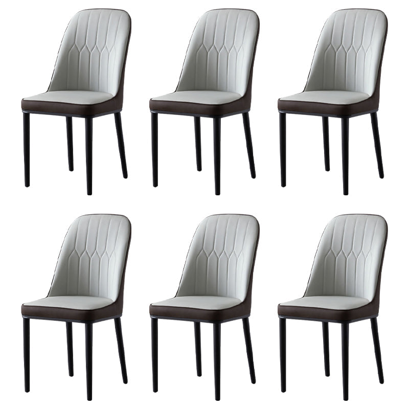 Glam Style Metal Dining Room Chairs Armless Parsons Leather Chair for Restaurant Grey 6 Piece Set Black Clearhalo ' kitchen&dining_furn' 'Dining Chairs' 'Dining Tables & Seating' 'dining_chair' 'furn' 'furn_dining_chair' 'Furniture' 'furniture_dining_chair' 'Kitchen & Dining Furniture' 'kitchen' 3968228