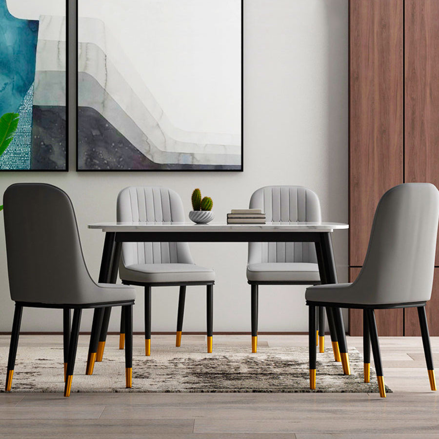 Glam Style Metal Dining Room Chairs Armless Parsons Leather Chair for Restaurant Clearhalo ' kitchen&dining_furn' 'Dining Chairs' 'Dining Tables & Seating' 'dining_chair' 'furn' 'furn_dining_chair' 'Furniture' 'furniture_dining_chair' 'Kitchen & Dining Furniture' 'kitchen' 3968229