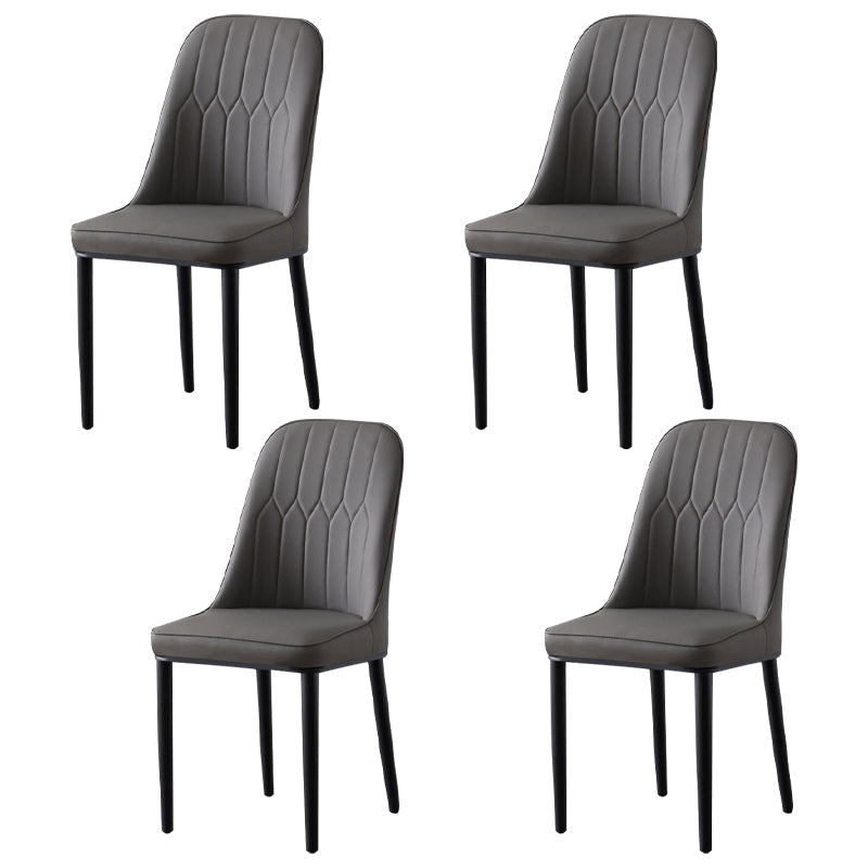 Glam Style Metal Dining Room Chairs Armless Parsons Leather Chair for Restaurant Dark Gray 4 Piece Set Black Clearhalo ' kitchen&dining_furn' 'Dining Chairs' 'Dining Tables & Seating' 'dining_chair' 'furn' 'furn_dining_chair' 'Furniture' 'furniture_dining_chair' 'Kitchen & Dining Furniture' 'kitchen' 3968233