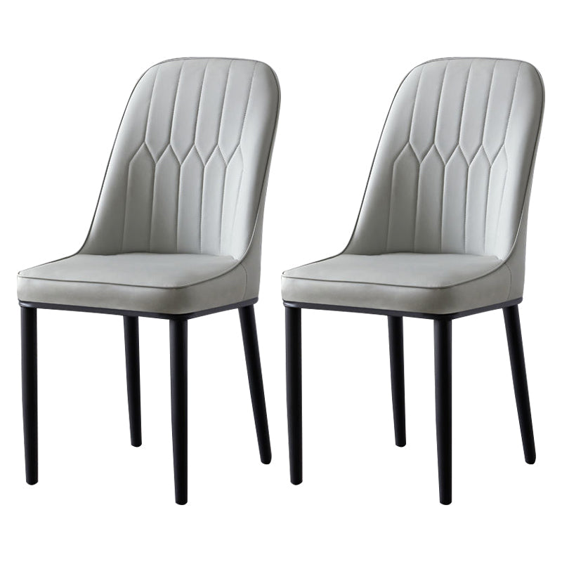 Glam Style Metal Dining Room Chairs Armless Parsons Leather Chair for Restaurant Light Gray 2 Piece Set Black Clearhalo ' kitchen&dining_furn' 'Dining Chairs' 'Dining Tables & Seating' 'dining_chair' 'furn' 'furn_dining_chair' 'Furniture' 'furniture_dining_chair' 'Kitchen & Dining Furniture' 'kitchen' 3968237