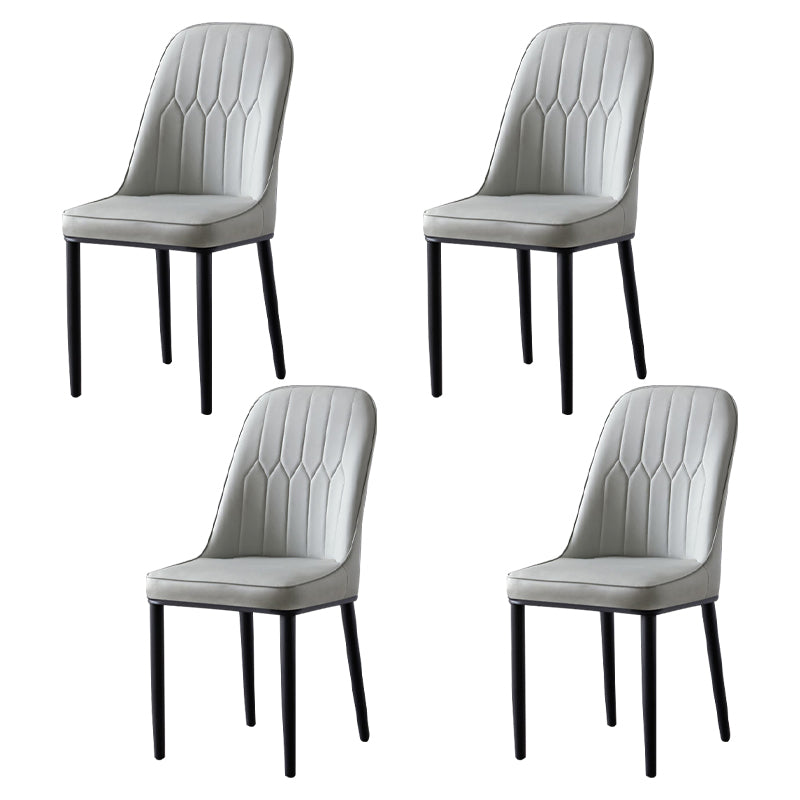 Glam Style Metal Dining Room Chairs Armless Parsons Leather Chair for Restaurant Light Gray 4 Piece Set Black Clearhalo ' kitchen&dining_furn' 'Dining Chairs' 'Dining Tables & Seating' 'dining_chair' 'furn' 'furn_dining_chair' 'Furniture' 'furniture_dining_chair' 'Kitchen & Dining Furniture' 'kitchen' 3968238