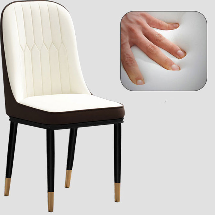 Glam Style Metal Dining Room Chairs Armless Parsons Leather Chair for Restaurant Clearhalo ' kitchen&dining_furn' 'Dining Chairs' 'Dining Tables & Seating' 'dining_chair' 'furn' 'furn_dining_chair' 'Furniture' 'furniture_dining_chair' 'Kitchen & Dining Furniture' 'kitchen' 3968240