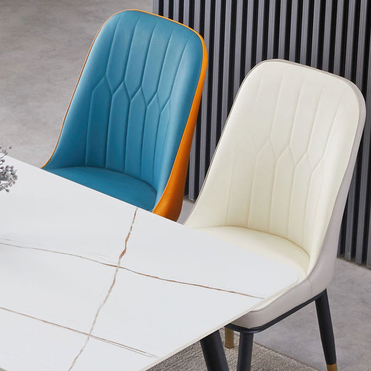 Glam Style Metal Dining Room Chairs Armless Parsons Leather Chair for Restaurant Clearhalo ' kitchen&dining_furn' 'Dining Chairs' 'Dining Tables & Seating' 'dining_chair' 'furn' 'furn_dining_chair' 'Furniture' 'furniture_dining_chair' 'Kitchen & Dining Furniture' 'kitchen' 3968242