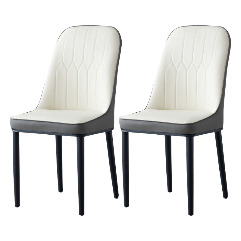 Glam Style Metal Dining Room Chairs Armless Parsons Leather Chair for Restaurant White-Gray 2 Piece Set Black Clearhalo ' kitchen&dining_furn' 'Dining Chairs' 'Dining Tables & Seating' 'dining_chair' 'furn' 'furn_dining_chair' 'Furniture' 'furniture_dining_chair' 'Kitchen & Dining Furniture' 'kitchen' 3968243