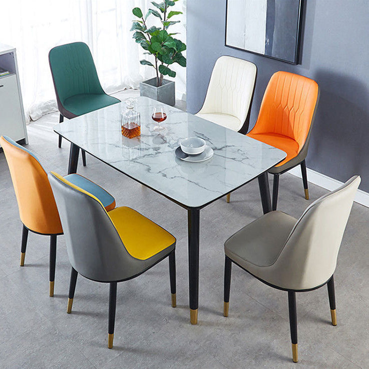 Glam Style Metal Dining Room Chairs Armless Parsons Leather Chair for Restaurant Clearhalo ' kitchen&dining_furn' 'Dining Chairs' 'Dining Tables & Seating' 'dining_chair' 'furn' 'furn_dining_chair' 'Furniture' 'furniture_dining_chair' 'Kitchen & Dining Furniture' 'kitchen' 3968244