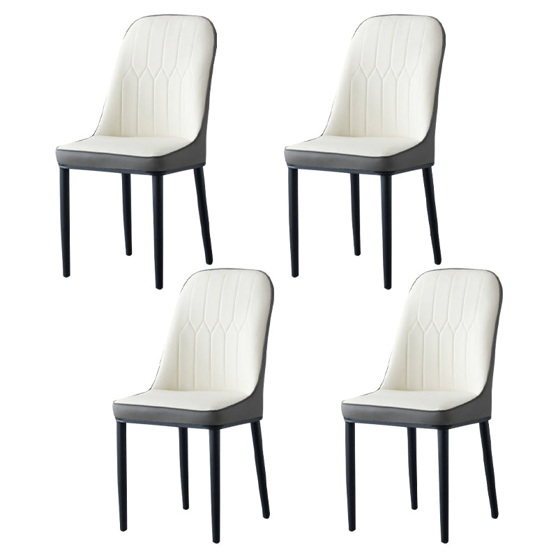 Glam Style Metal Dining Room Chairs Armless Parsons Leather Chair for Restaurant White-Gray 4 Piece Set Black Clearhalo ' kitchen&dining_furn' 'Dining Chairs' 'Dining Tables & Seating' 'dining_chair' 'furn' 'furn_dining_chair' 'Furniture' 'furniture_dining_chair' 'Kitchen & Dining Furniture' 'kitchen' 3968245