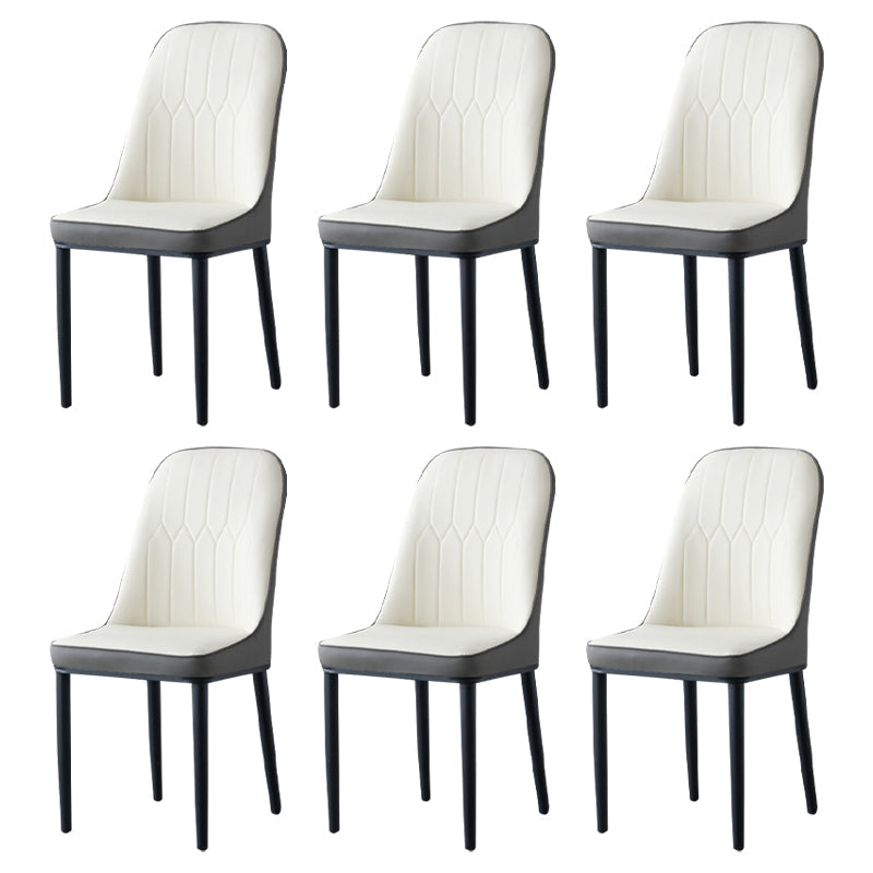 Glam Style Metal Dining Room Chairs Armless Parsons Leather Chair for Restaurant White-Gray 6 Piece Set Black Clearhalo ' kitchen&dining_furn' 'Dining Chairs' 'Dining Tables & Seating' 'dining_chair' 'furn' 'furn_dining_chair' 'Furniture' 'furniture_dining_chair' 'Kitchen & Dining Furniture' 'kitchen' 3968246