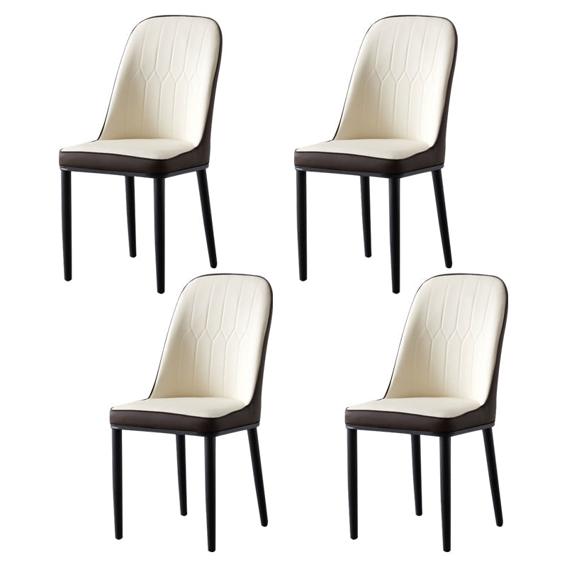 Glam Style Metal Dining Room Chairs Armless Parsons Leather Chair for Restaurant White-Brown 4 Piece Set Black Clearhalo ' kitchen&dining_furn' 'Dining Chairs' 'Dining Tables & Seating' 'dining_chair' 'furn' 'furn_dining_chair' 'Furniture' 'furniture_dining_chair' 'Kitchen & Dining Furniture' 'kitchen' 3968254