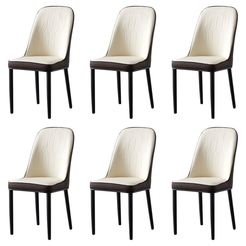 Glam Style Metal Dining Room Chairs Armless Parsons Leather Chair for Restaurant White-Brown 6 Piece Set Black Clearhalo ' kitchen&dining_furn' 'Dining Chairs' 'Dining Tables & Seating' 'dining_chair' 'furn' 'furn_dining_chair' 'Furniture' 'furniture_dining_chair' 'Kitchen & Dining Furniture' 'kitchen' 3968255