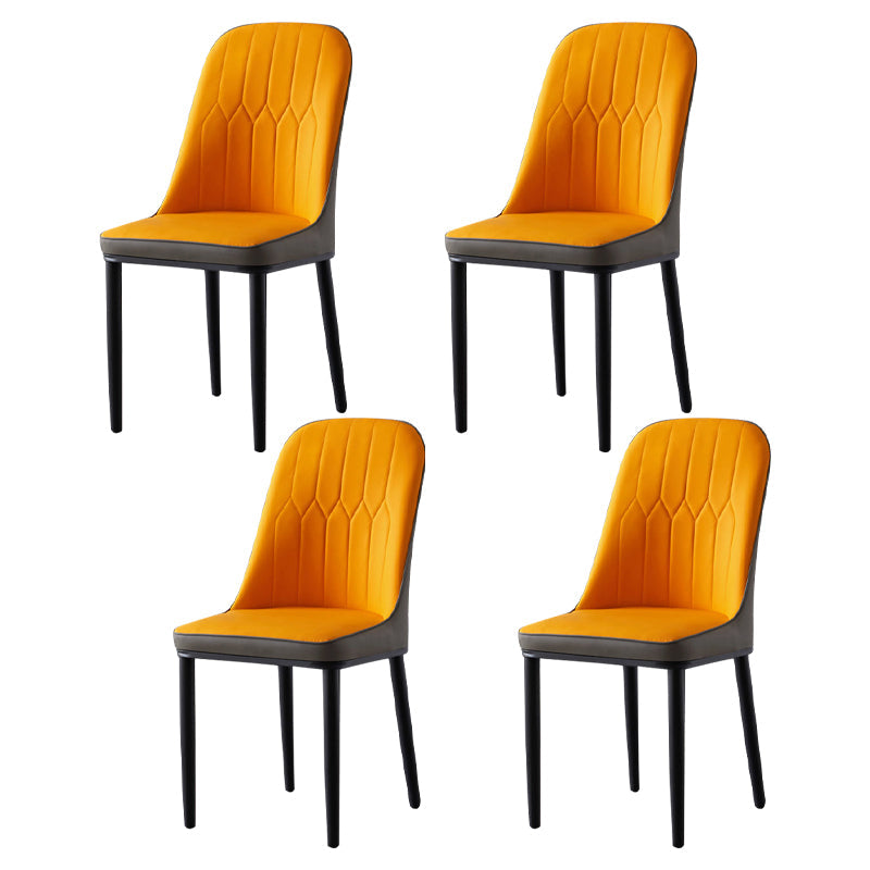Glam Style Metal Dining Room Chairs Armless Parsons Leather Chair for Restaurant Gray-Orange 4 Piece Set Black Clearhalo ' kitchen&dining_furn' 'Dining Chairs' 'Dining Tables & Seating' 'dining_chair' 'furn' 'furn_dining_chair' 'Furniture' 'furniture_dining_chair' 'Kitchen & Dining Furniture' 'kitchen' 3968260