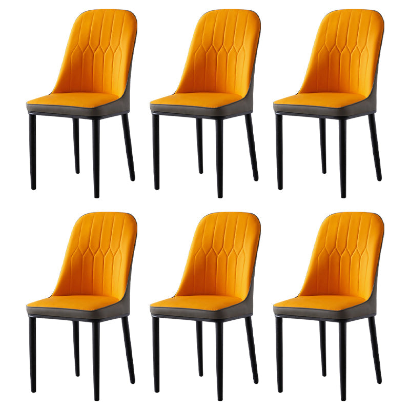 Glam Style Metal Dining Room Chairs Armless Parsons Leather Chair for Restaurant Gray-Orange 6 Piece Set Black Clearhalo ' kitchen&dining_furn' 'Dining Chairs' 'Dining Tables & Seating' 'dining_chair' 'furn' 'furn_dining_chair' 'Furniture' 'furniture_dining_chair' 'Kitchen & Dining Furniture' 'kitchen' 3968261