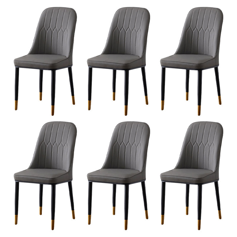 Glam Style Metal Dining Room Chairs Armless Parsons Leather Chair for Restaurant Dark Gray 6 Piece Set Brass Gold Clearhalo ' kitchen&dining_furn' 'Dining Chairs' 'Dining Tables & Seating' 'dining_chair' 'furn' 'furn_dining_chair' 'Furniture' 'furniture_dining_chair' 'Kitchen & Dining Furniture' 'kitchen' 3968270