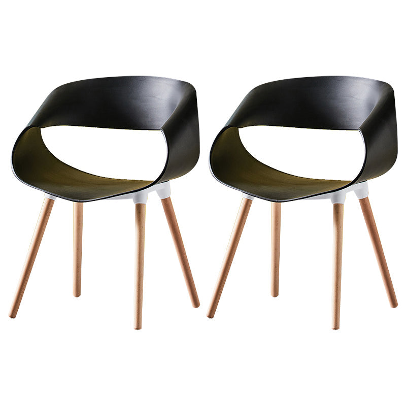 Scandinavian Armless Dining Chairs Eames Side Dining Chairs with Wood Legs Black Set of 2 Clearhalo ' kitchen&dining_furn' 'Dining Chairs' 'Dining Tables & Seating' 'dining_chair' 'Furniture' 'furniture_dining_chair' 'Kitchen & Dining Furniture' 'kitchen' 3968291
