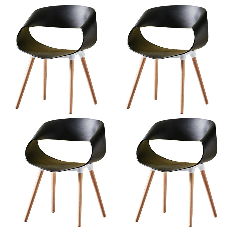 Scandinavian Armless Dining Chairs Eames Side Dining Chairs with Wood Legs Black Set of 4 Clearhalo ' kitchen&dining_furn' 'Dining Chairs' 'Dining Tables & Seating' 'dining_chair' 'Furniture' 'furniture_dining_chair' 'Kitchen & Dining Furniture' 'kitchen' 3968292