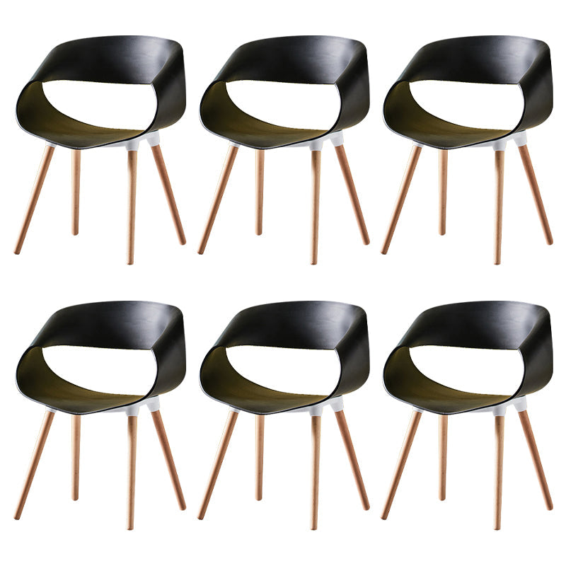 Scandinavian Armless Dining Chairs Eames Side Dining Chairs with Wood Legs Black Set of 6 Clearhalo ' kitchen&dining_furn' 'Dining Chairs' 'Dining Tables & Seating' 'dining_chair' 'Furniture' 'furniture_dining_chair' 'Kitchen & Dining Furniture' 'kitchen' 3968295