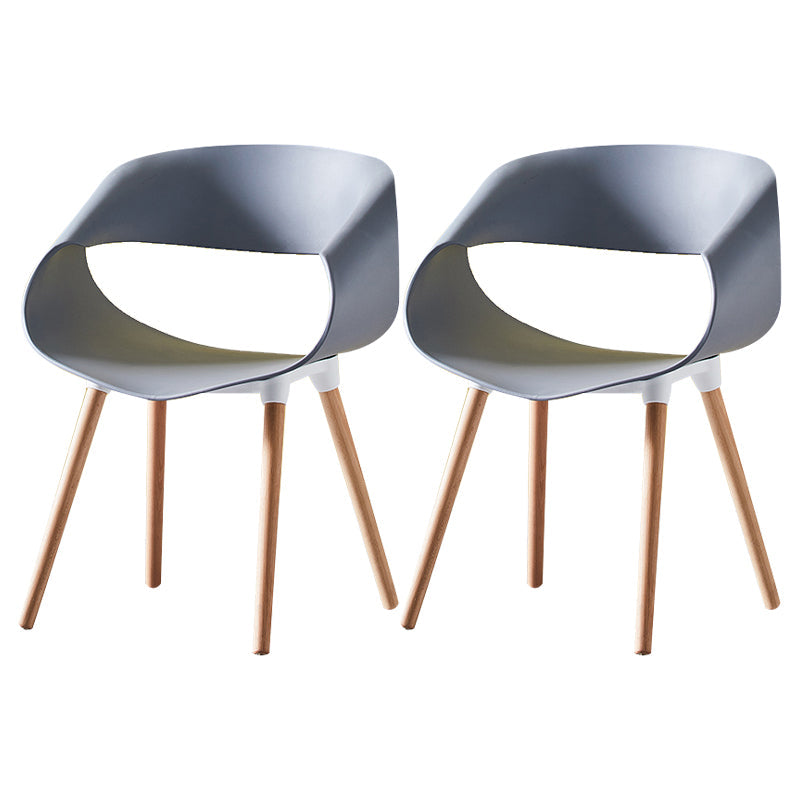 Scandinavian Armless Dining Chairs Eames Side Dining Chairs with Wood Legs Grey Set of 2 Clearhalo ' kitchen&dining_furn' 'Dining Chairs' 'Dining Tables & Seating' 'dining_chair' 'Furniture' 'furniture_dining_chair' 'Kitchen & Dining Furniture' 'kitchen' 3968297