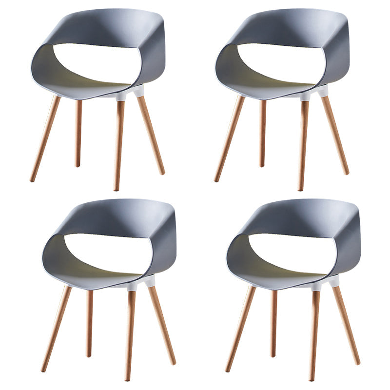 Scandinavian Armless Dining Chairs Eames Side Dining Chairs with Wood Legs Grey Set of 4 Clearhalo ' kitchen&dining_furn' 'Dining Chairs' 'Dining Tables & Seating' 'dining_chair' 'Furniture' 'furniture_dining_chair' 'Kitchen & Dining Furniture' 'kitchen' 3968299