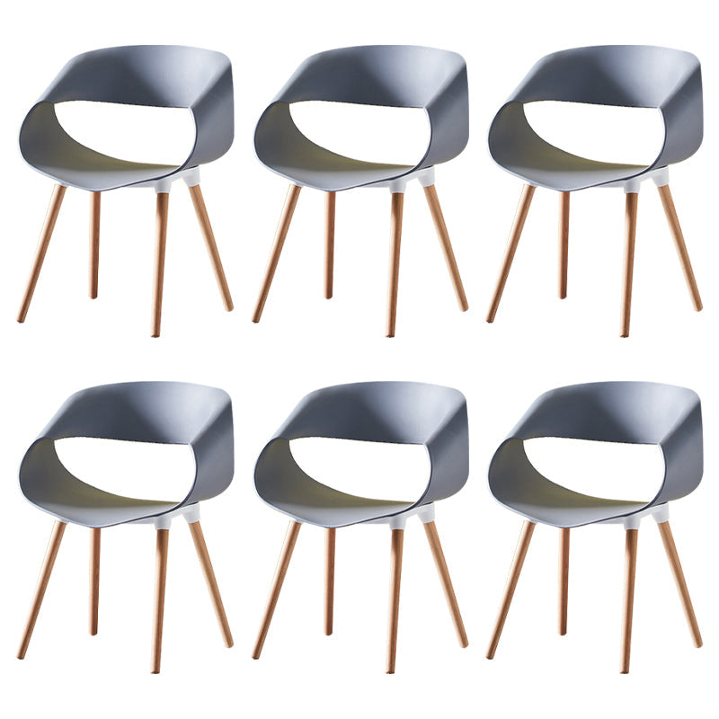 Scandinavian Armless Dining Chairs Eames Side Dining Chairs with Wood Legs Grey Set of 6 Clearhalo ' kitchen&dining_furn' 'Dining Chairs' 'Dining Tables & Seating' 'dining_chair' 'Furniture' 'furniture_dining_chair' 'Kitchen & Dining Furniture' 'kitchen' 3968301