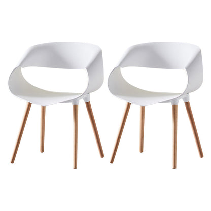 Scandinavian Armless Dining Chairs Eames Side Dining Chairs with Wood Legs White Set of 2 Clearhalo ' kitchen&dining_furn' 'Dining Chairs' 'Dining Tables & Seating' 'dining_chair' 'Furniture' 'furniture_dining_chair' 'Kitchen & Dining Furniture' 'kitchen' 3968303